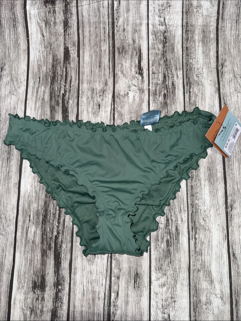 Shade & Shore Low Rise Cheeky Ruffle Bikini Bottoms - Green